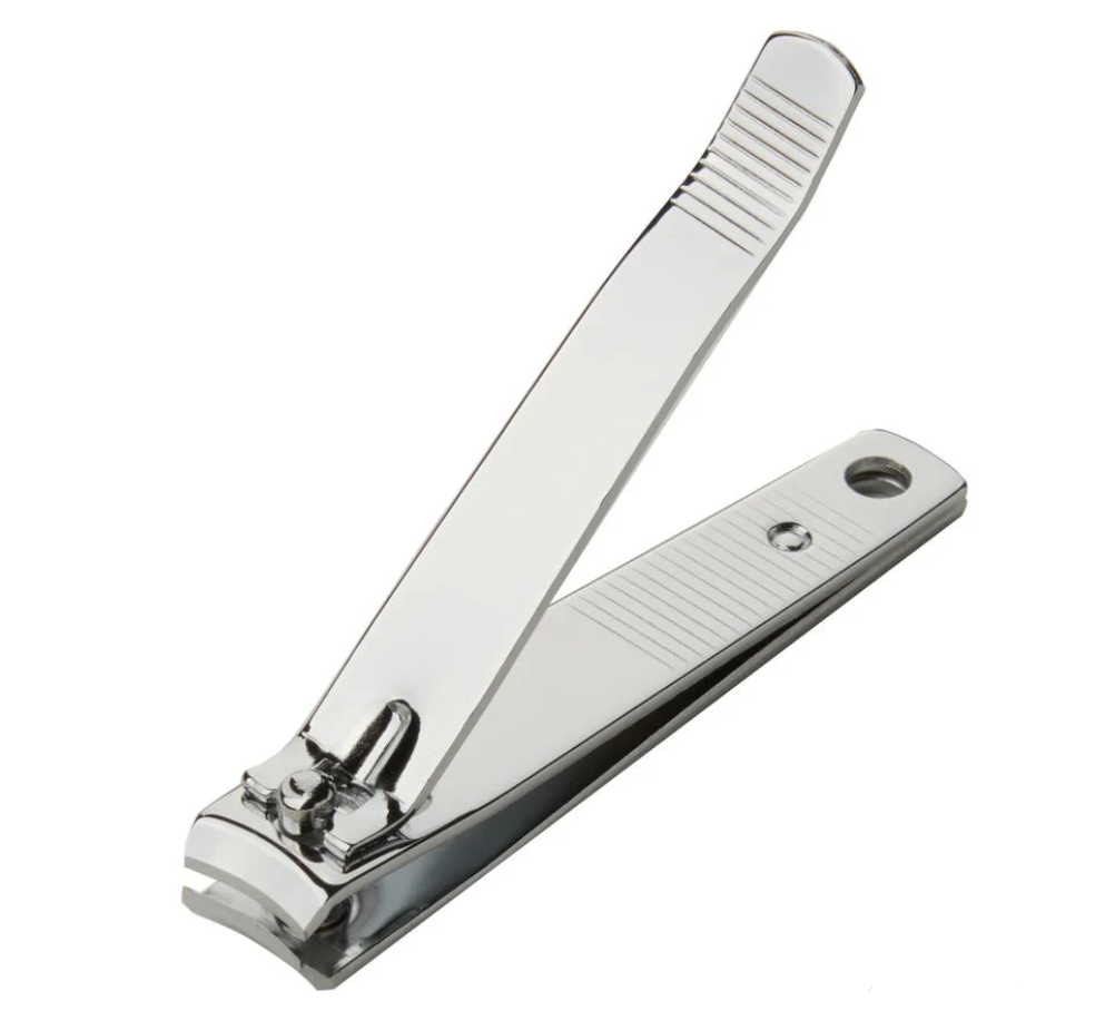 Metallic nail clipper on a white background