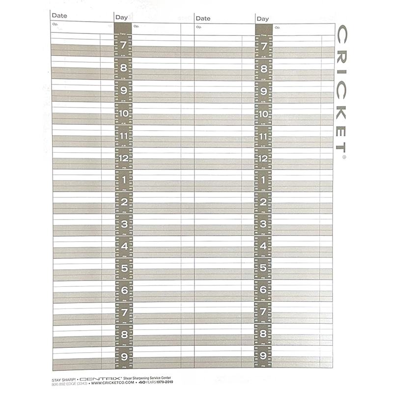 Cricket 4 Column Appointment Book